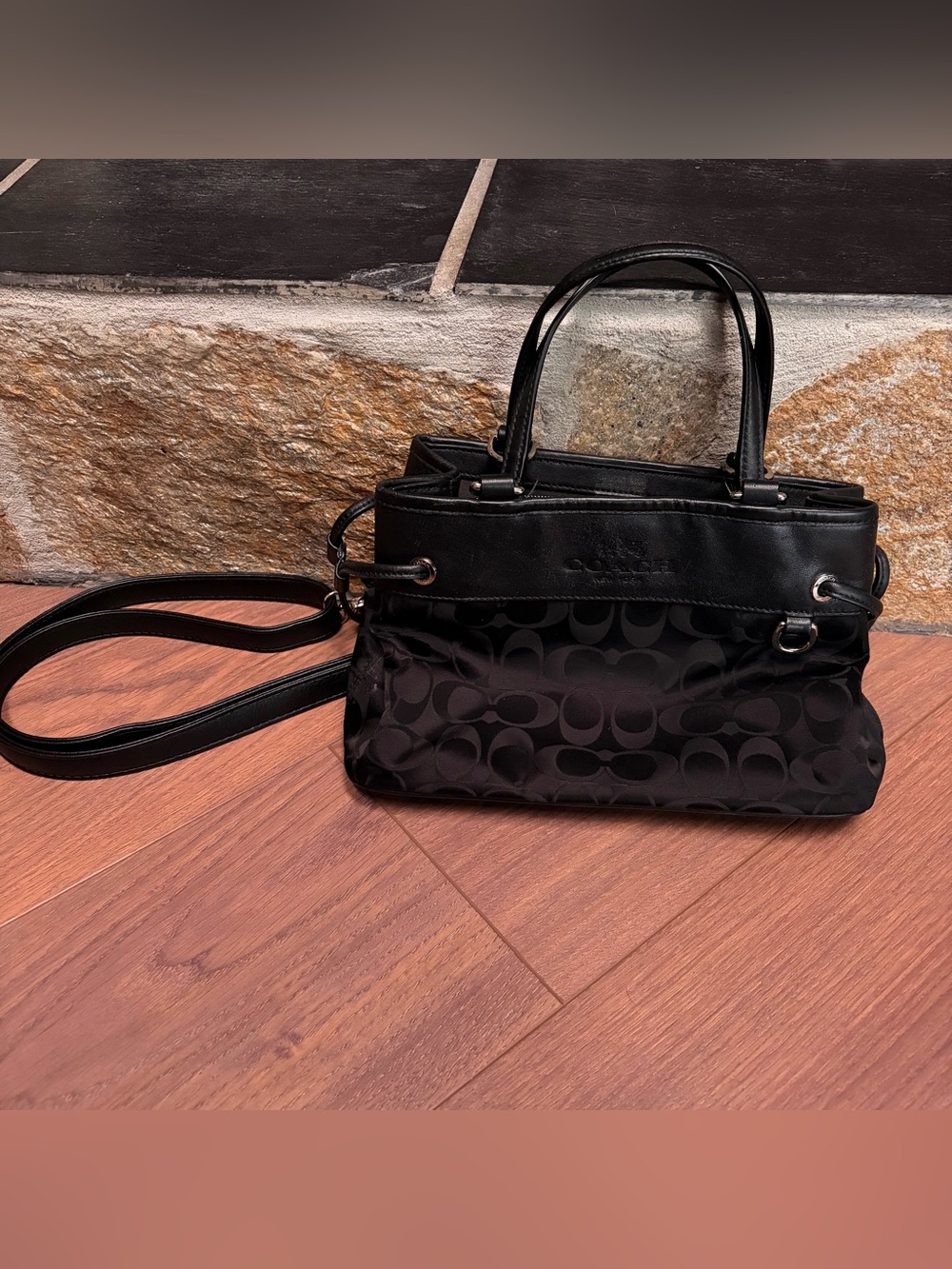 Coach Black Monogram Signature Purse